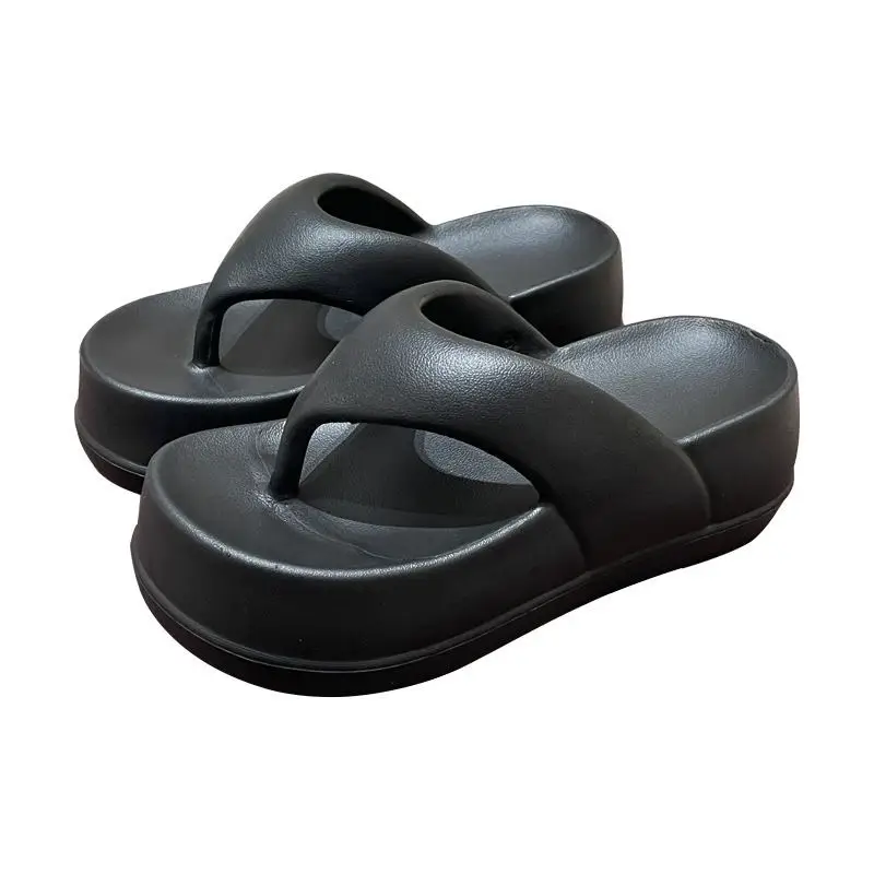 Thick-soled flip-flops for women's summer outdoor wear feeling of stepping on excrement increased fashion Joker soft-soled beach flip-flops batch - Image 8