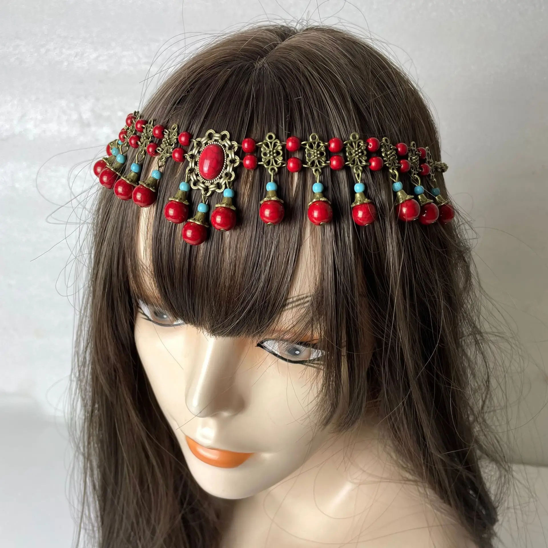 Retro Red Beaded Travel Eyebrow Pendant — feature 14