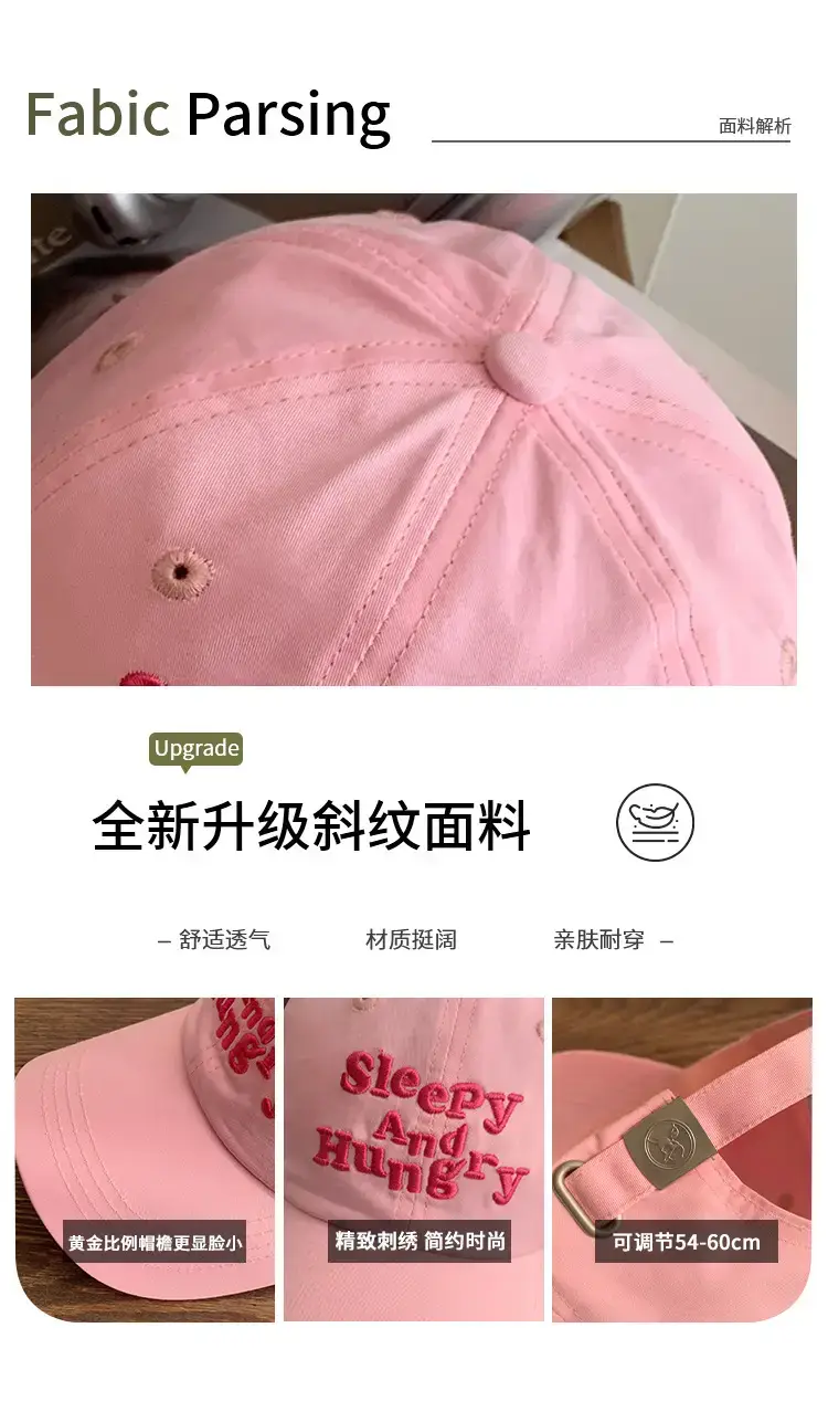 Sleepy And Hungry Purple Embroidered Cap — feature 4
