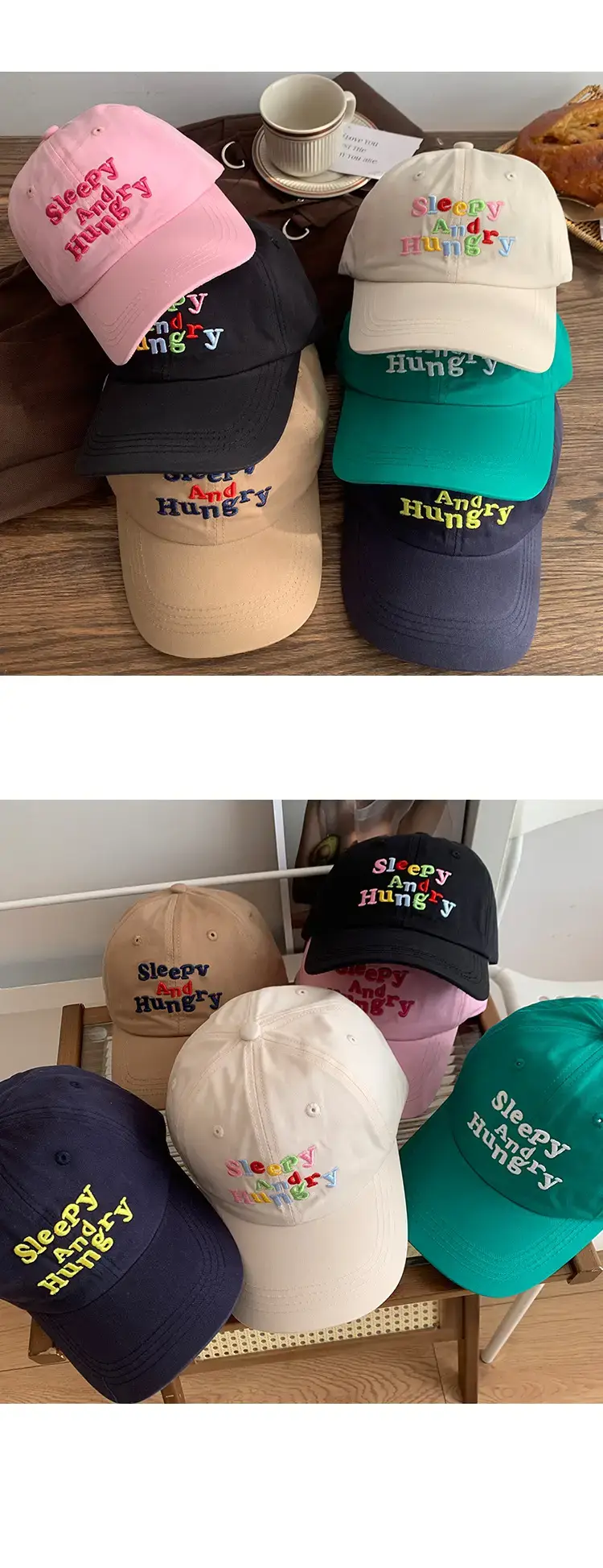 Sleepy And Hungry Purple Embroidered Cap — feature 9