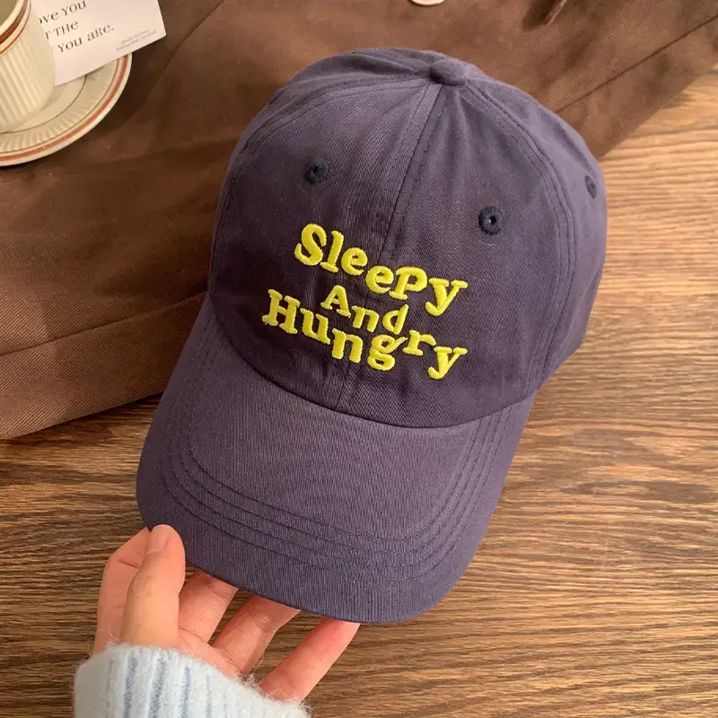 Sleepy And Hungry Purple Embroidered Cap - Image 5