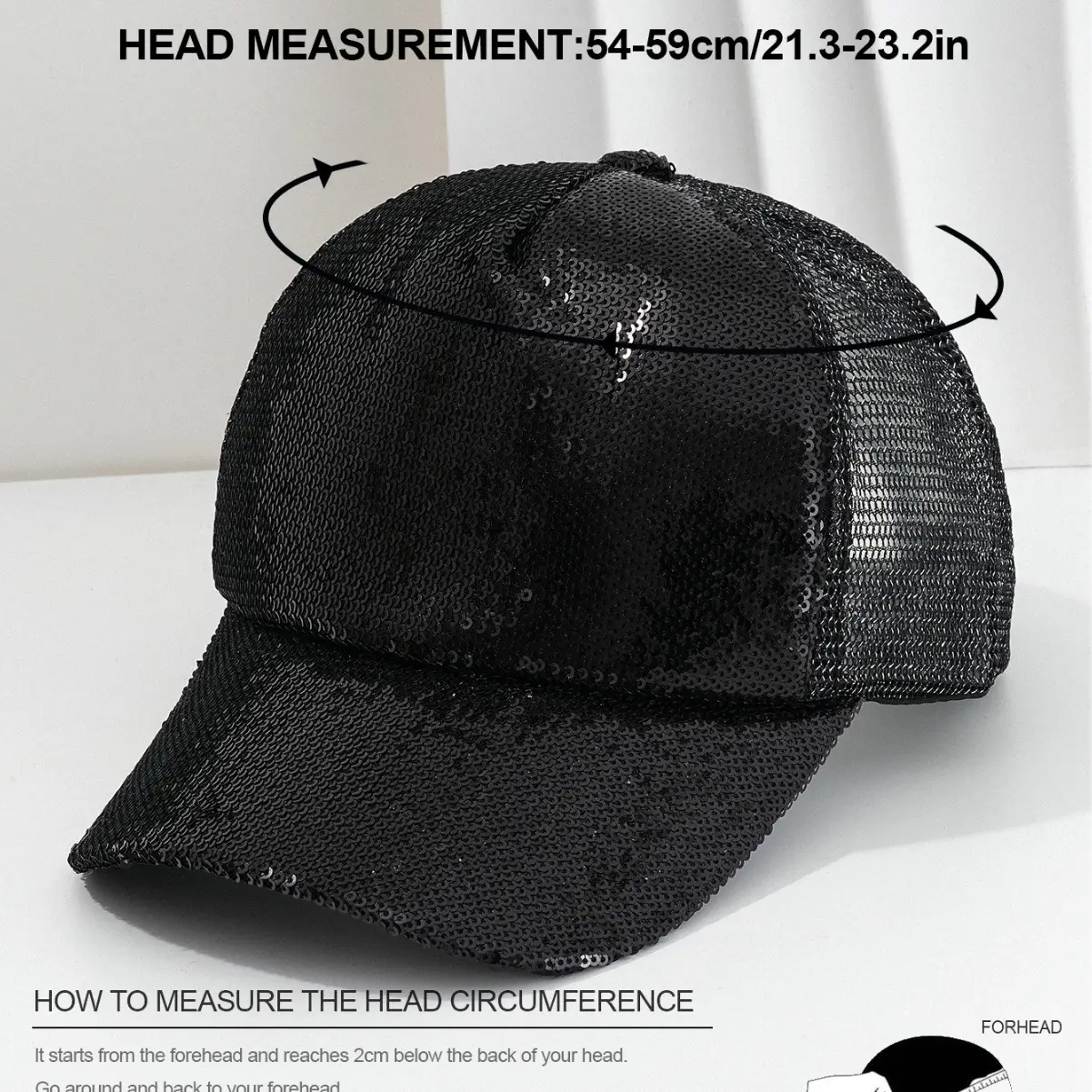 Shiny Mesh Baseball Cap for Men Women Adjustable Party Wear