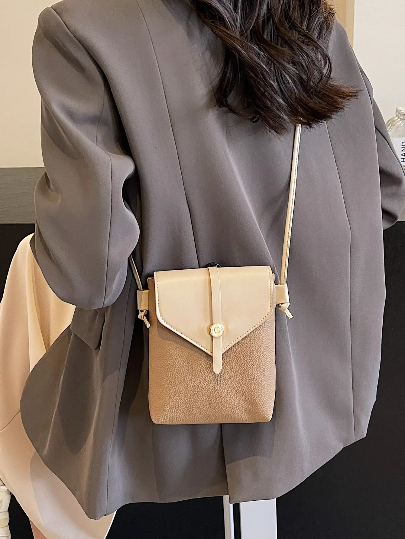Women's Mini Crossbody Bag Brown Leather with Mobile Phone Holder - Image 4