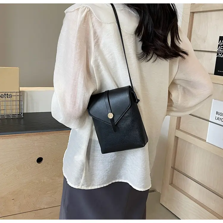Women's Mini Crossbody Bag Brown Leather with Mobile Phone Holder — feature 12