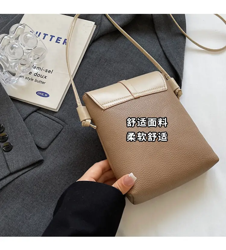 Women's Mini Crossbody Bag Brown Leather with Mobile Phone Holder — feature 5
