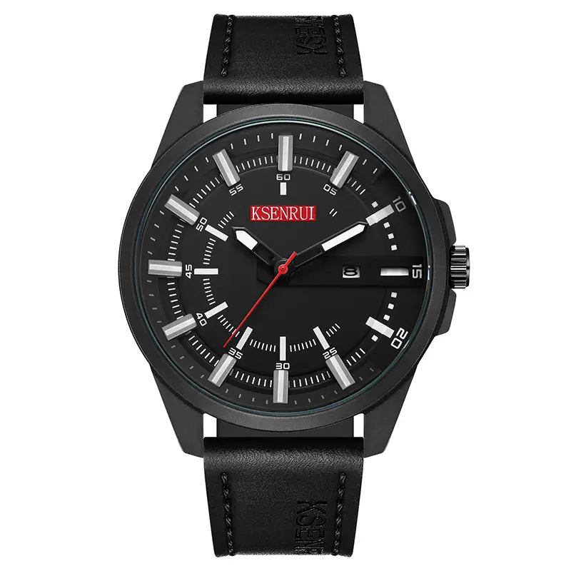 KSENRUI Black Leather Watch with Calendar Belt — feature 11