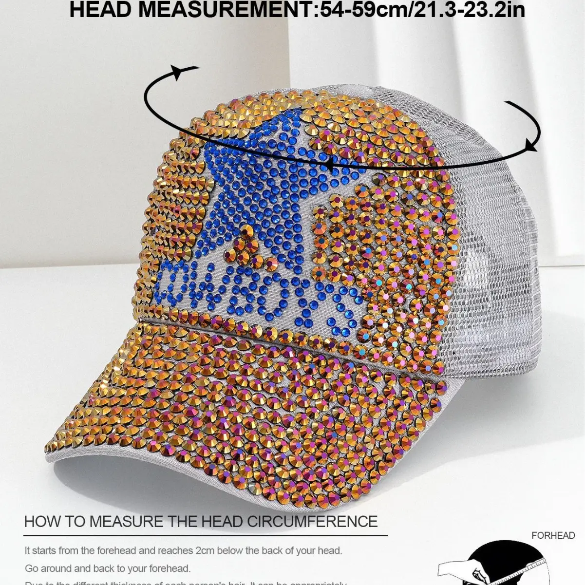 Cross-border Diamond Baseball Cap with Letter Personality - Image 4
