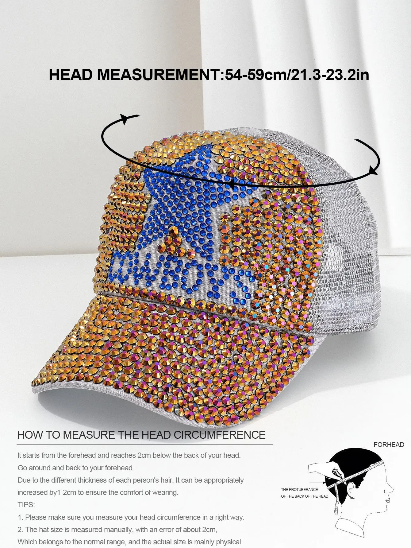 Cross-border Diamond Baseball Cap with Letter Personality — feature 3