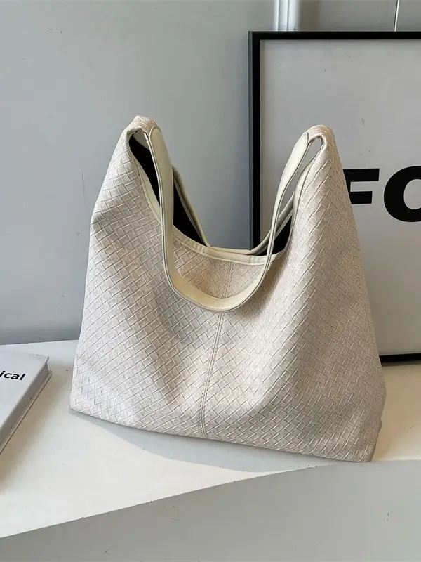 Women Textured Shoulder Bag 2024 Beige - Image 4