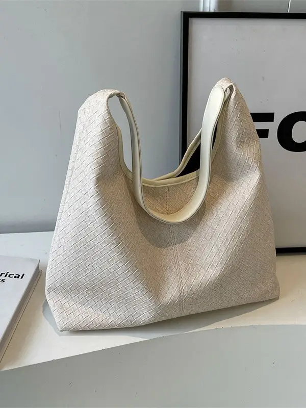 Women Textured Shoulder Bag 2024 Beige - Image 5