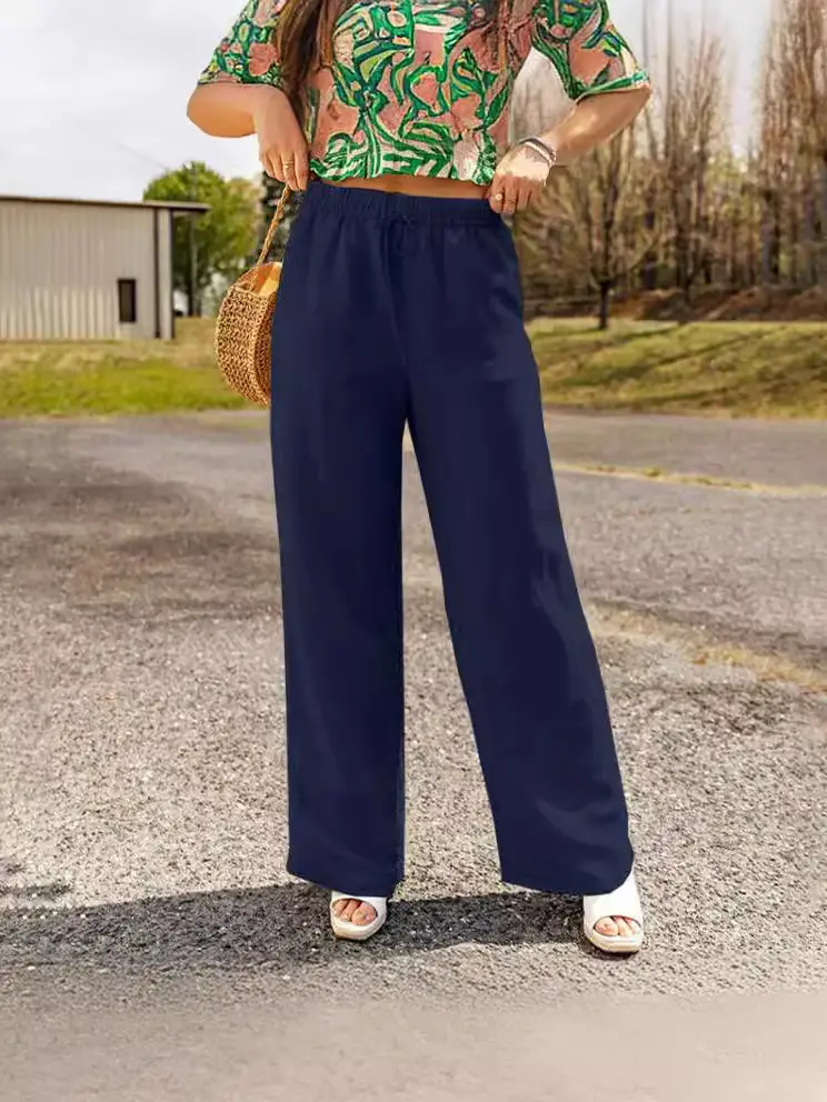 Women's Wide Leg Cotton Linen Trousers Spring Summer 2024 - Image 8
