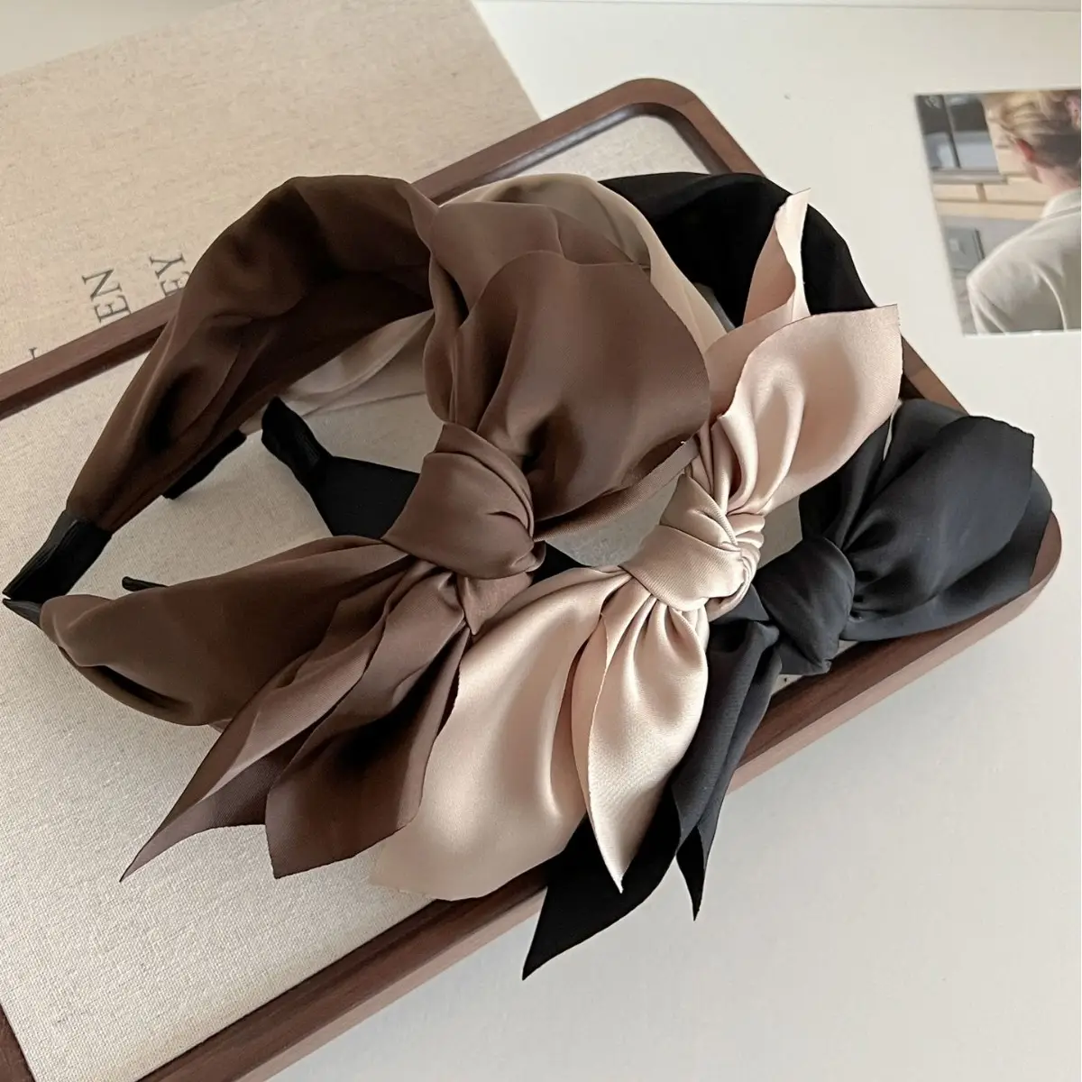 Satin Knot Headband for Women Brown Sweet Temperament - Image 6