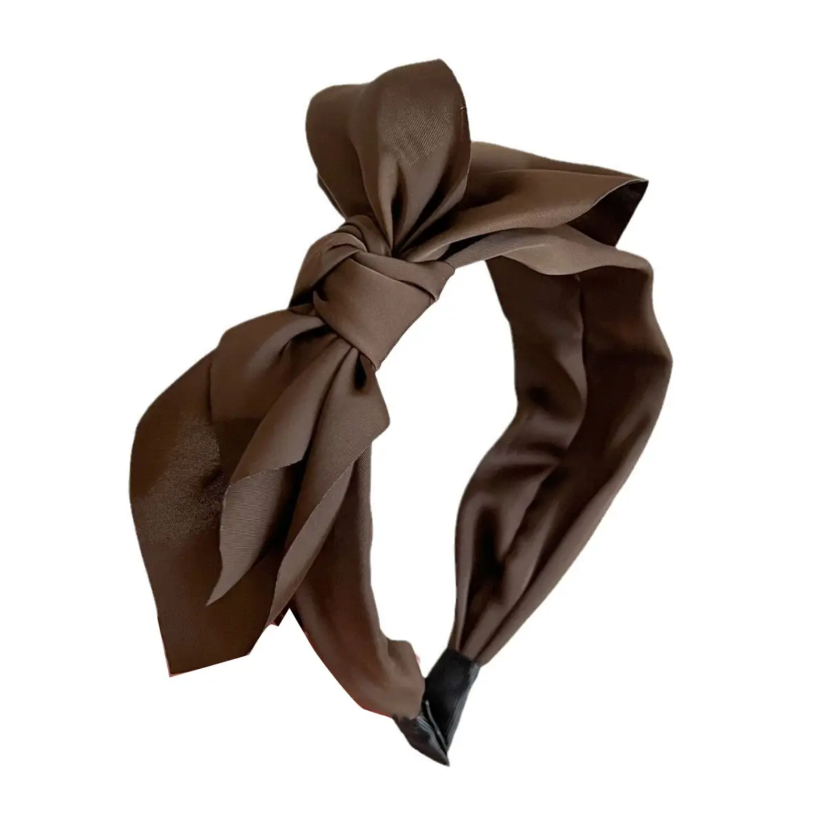 Satin Knot Headband for Women Brown Sweet Temperament - Image 8