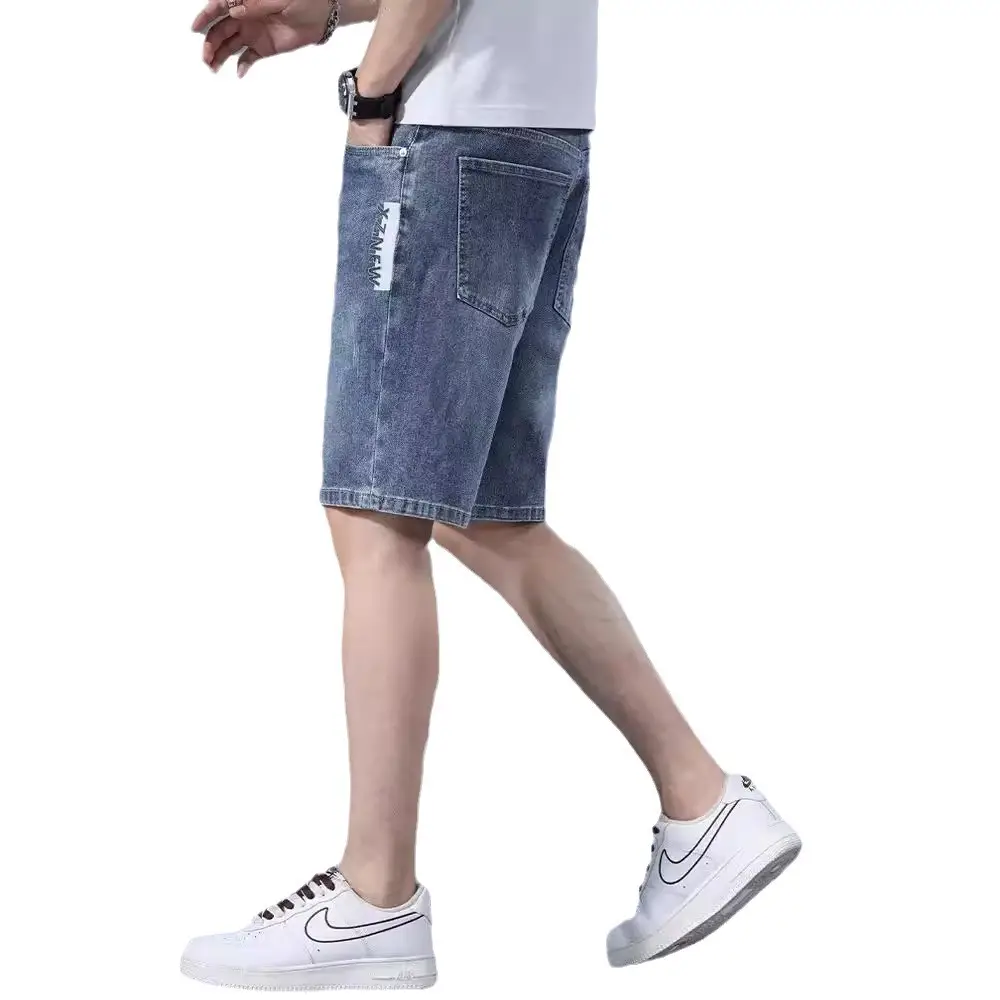 Men Light Blue Denim Shorts 2024 New - Image 6