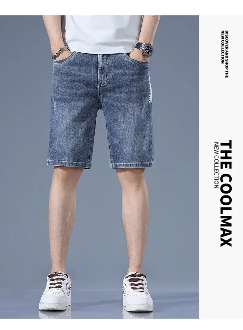 Men Light Blue Denim Shorts 2024 New â feature 7