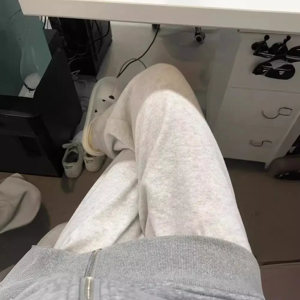 Men's Loose Fit Casual Pants Grey Velvet Length