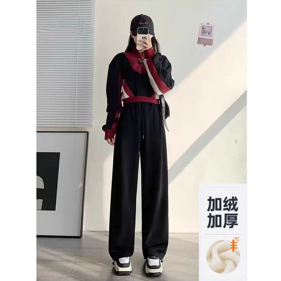 Men's Loose Fit Casual Pants Grey Velvet Length