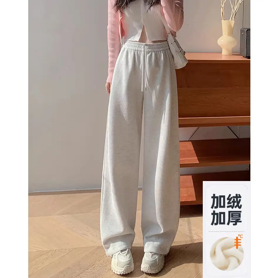 Men's Loose Fit Casual Pants Grey Velvet Length