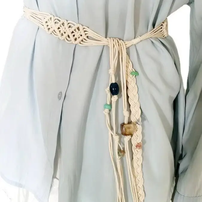 Vintage Handwoven Wide Belt Women's Skirt with Tassels