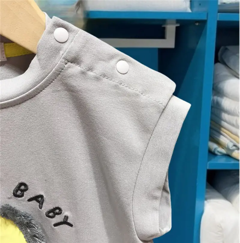 Kids Cotton Sleeveless T-Shirt with "MS442104" Embroidery — feature 27