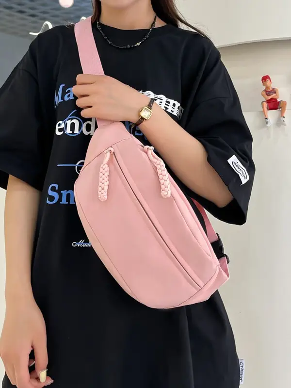 Japanese Style White Crossbody Phone Bag for Women