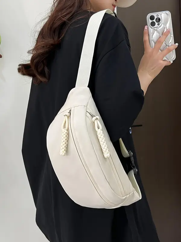 Japanese Style White Crossbody Phone Bag for Women