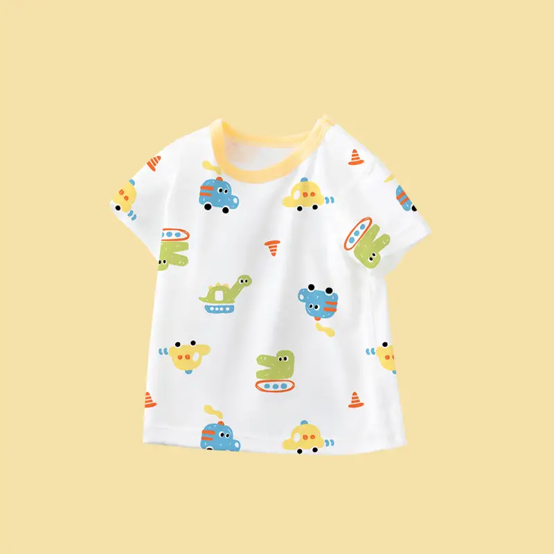 Baby Dinosaur Printed Cotton T-Shirt Blue White - Image 10