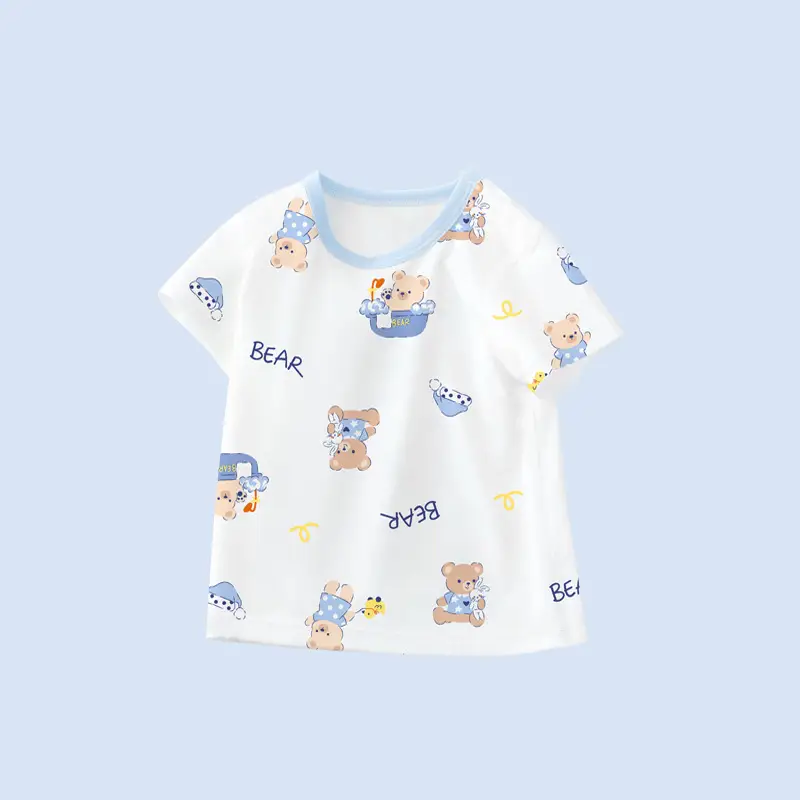 Baby Dinosaur Printed Cotton T-Shirt Blue White - Image 9