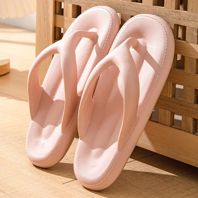 Summer Indoor Home Slippers for Women, Non-Slip, Suitable for Outdoor Wear, Flip-Flops for Couples, Toe-Clamping Style, Can Be Worn Outside