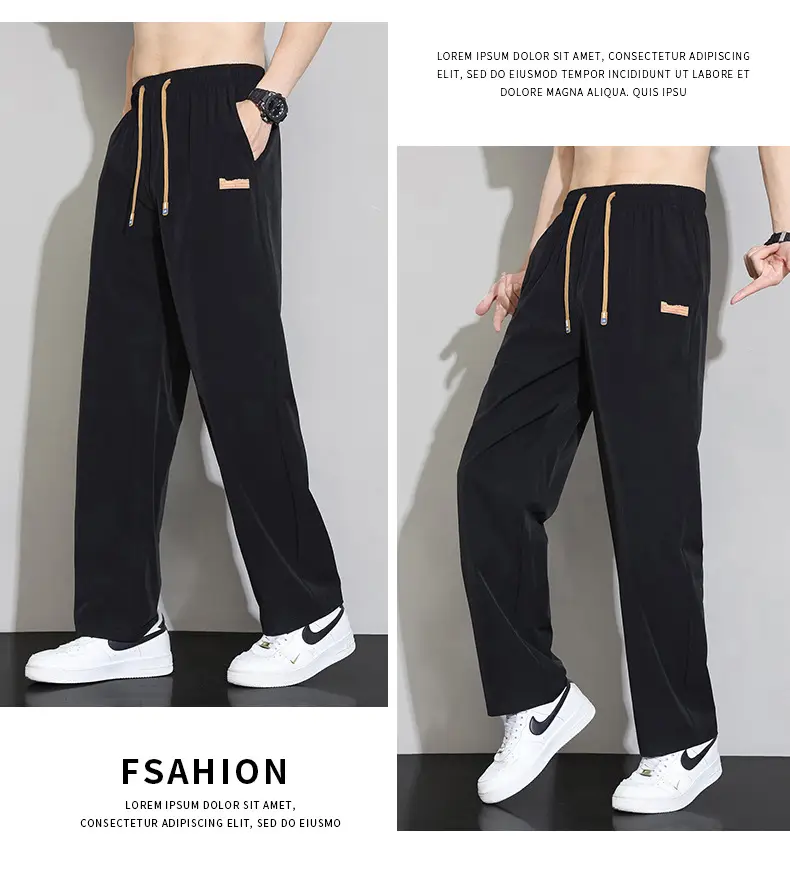 Men's Ice Silk Thin Summer Pants Loose Wide Leg Dipper — feature 13