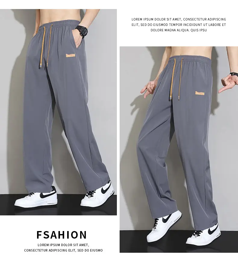 Men's Ice Silk Thin Summer Pants Loose Wide Leg Dipper — feature 18