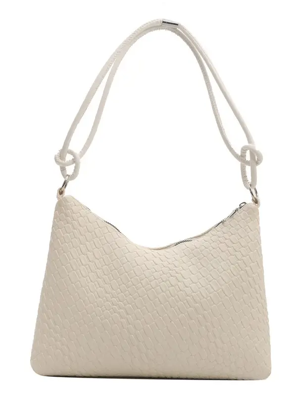White Woven Women's Large Capacity Handbag - Image 9