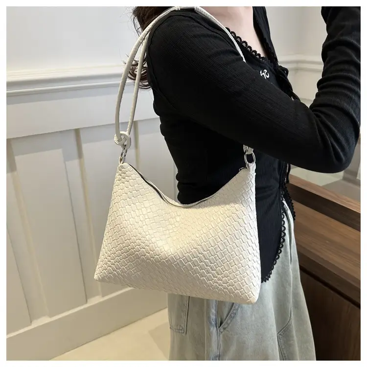 White Woven Women's Large Capacity Handbag — feature 8