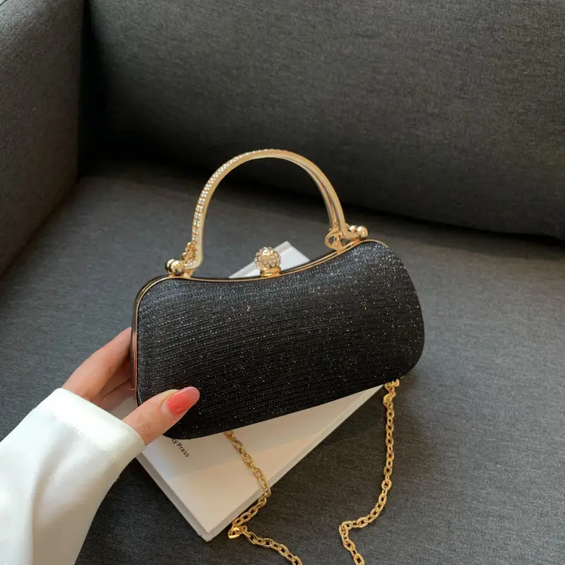 2024 Women's Silver Textured Chain Crossbody Bag - Image 5