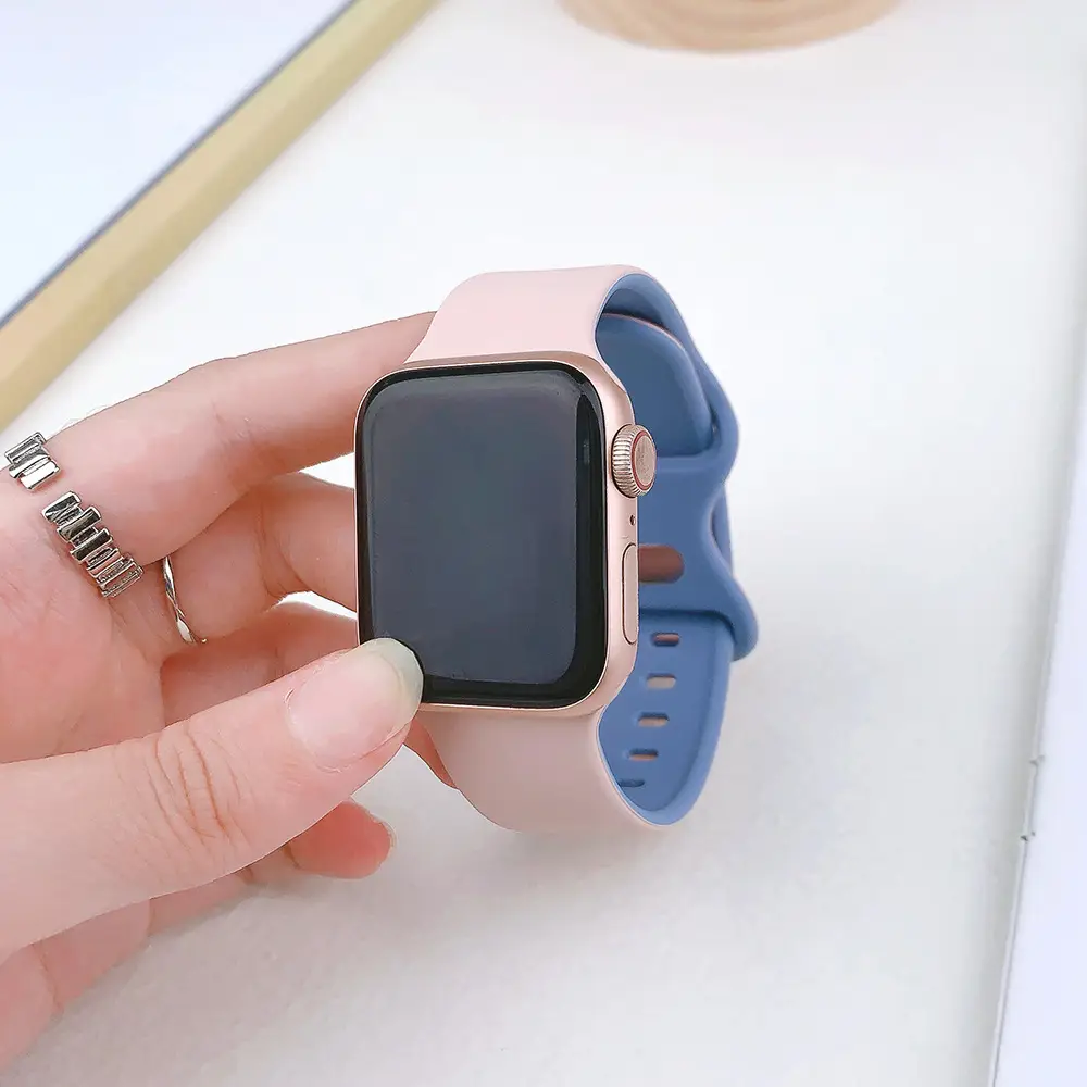 Suitable for applewatch Apple Watch with iwatch9875 Generation SE Sport Silicone Breathable Butterfly Buckle Watch — feature 22