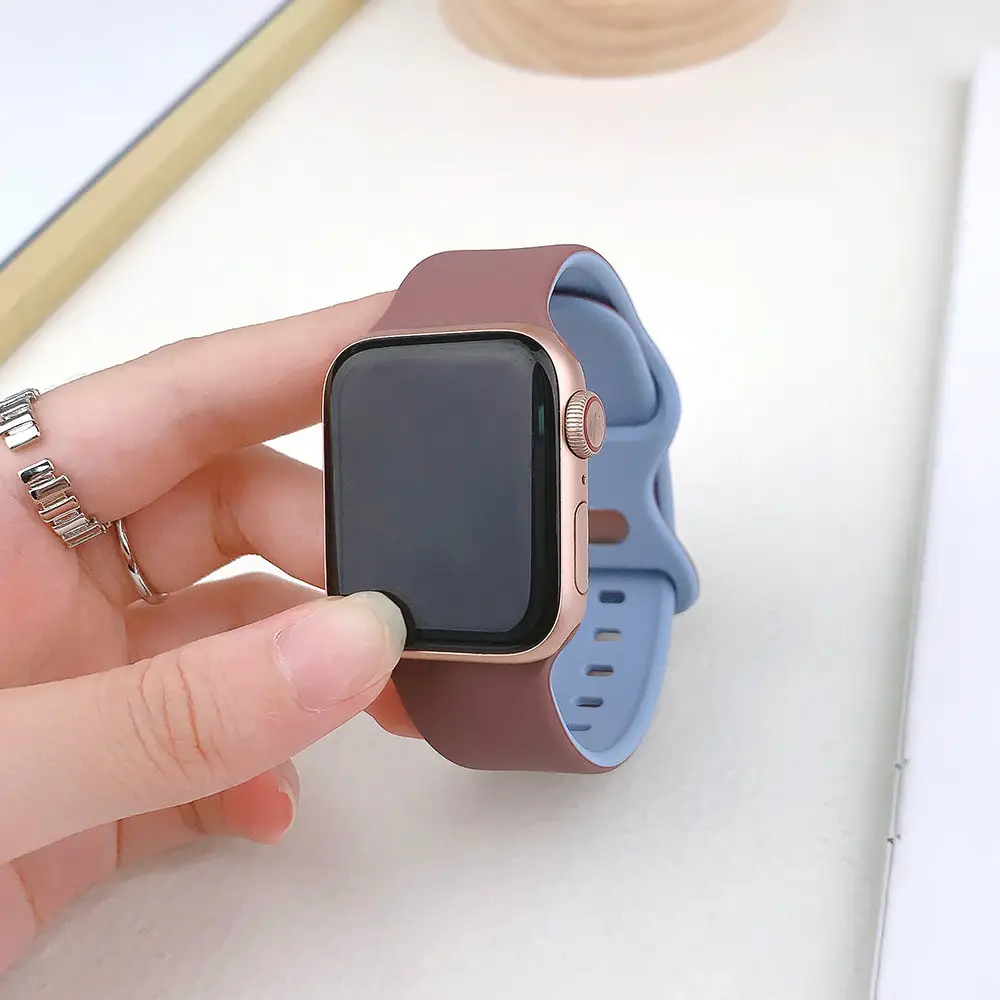Suitable for applewatch Apple Watch with iwatch9875 Generation SE Sport Silicone Breathable Butterfly Buckle Watch — feature 27