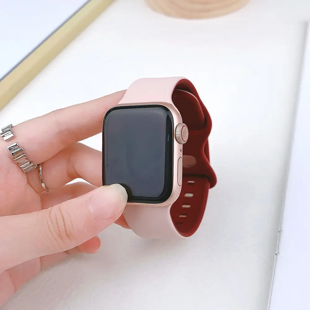 Suitable for applewatch Apple Watch with iwatch9875 Generation SE Sport Silicone Breathable Butterfly Buckle Watch — feature 28