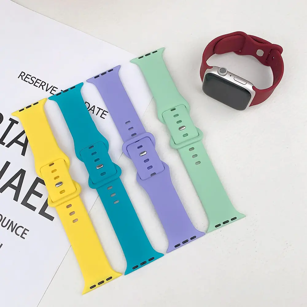 Suitable for applewatch Apple Watch with iwatch9875 Generation SE Sport Silicone Breathable Butterfly Buckle Watch — feature 3