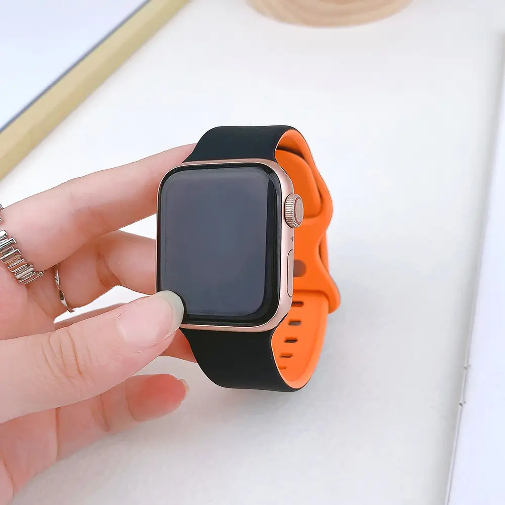 Suitable for applewatch Apple Watch with iwatch9875 Generation SE Sport Silicone Breathable Butterfly Buckle Watch — feature 30