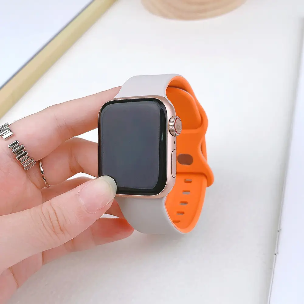 Suitable for applewatch Apple Watch with iwatch9875 Generation SE Sport Silicone Breathable Butterfly Buckle Watch — feature 31