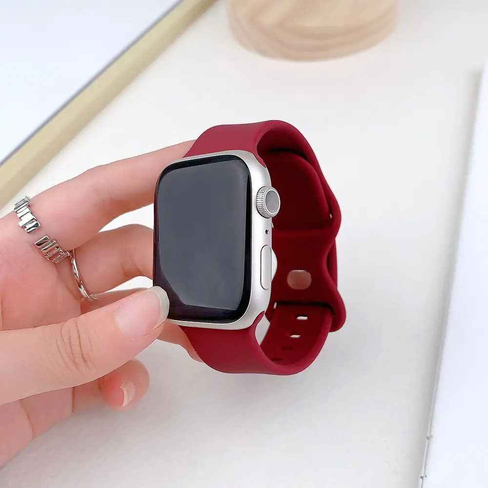 Suitable for applewatch Apple Watch with iwatch9875 Generation SE Sport Silicone Breathable Butterfly Buckle Watch — feature 33