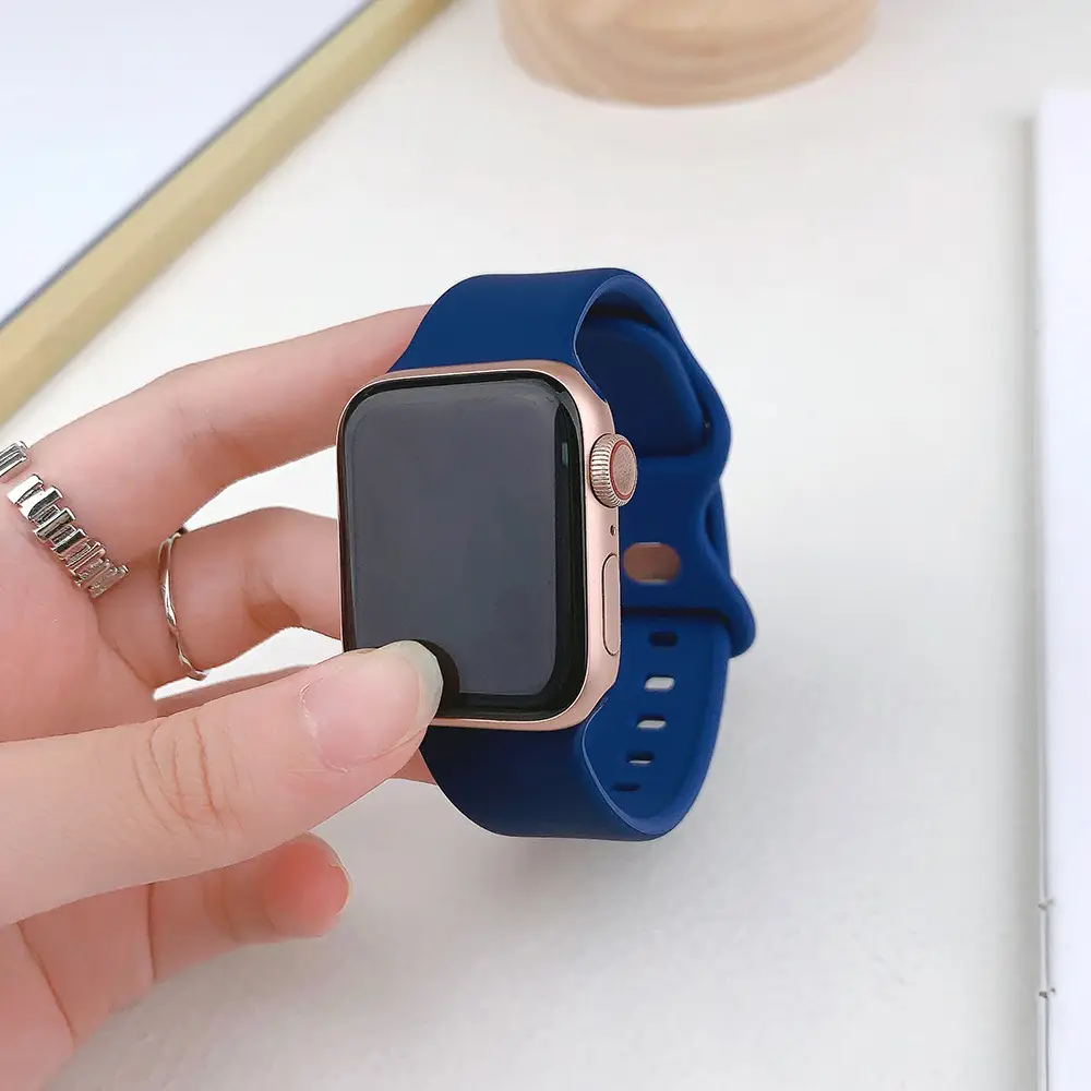 Suitable for applewatch Apple Watch with iwatch9875 Generation SE Sport Silicone Breathable Butterfly Buckle Watch — feature 35