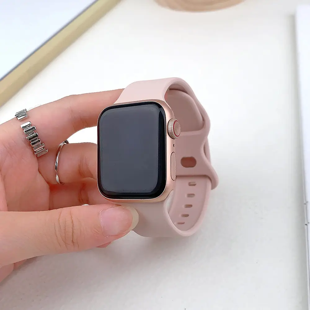 Suitable for applewatch Apple Watch with iwatch9875 Generation SE Sport Silicone Breathable Butterfly Buckle Watch — feature 38