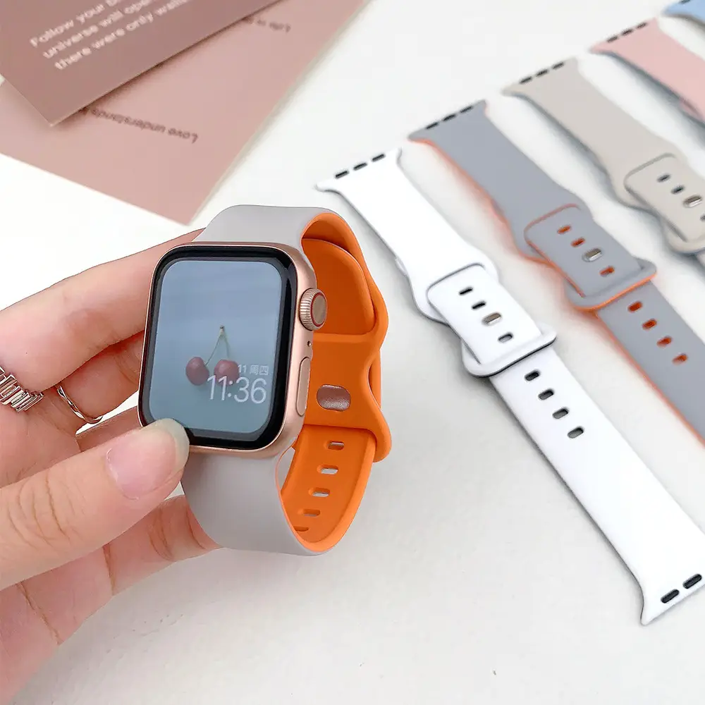 Suitable for applewatch Apple Watch with iwatch9875 Generation SE Sport Silicone Breathable Butterfly Buckle Watch — feature 4