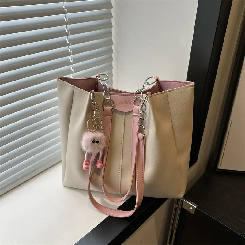 Women's Large Capacity Shoulder Bag with Green Strap - Image 6