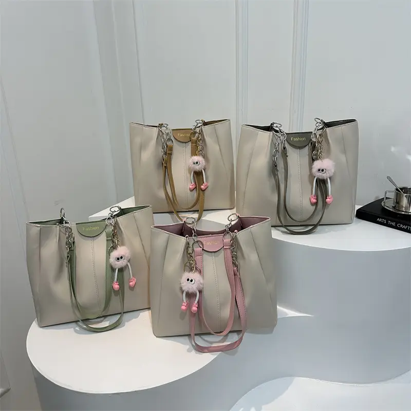 Women's Large Capacity Shoulder Bag with Green Strap - Image 8