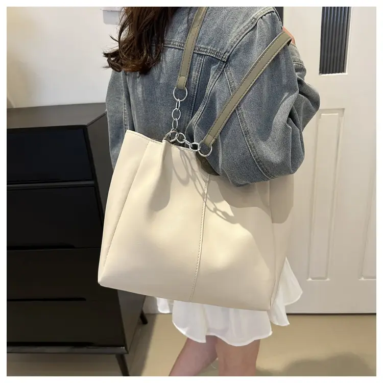 Women's Large Capacity Shoulder Bag with Green Strap — feature 19