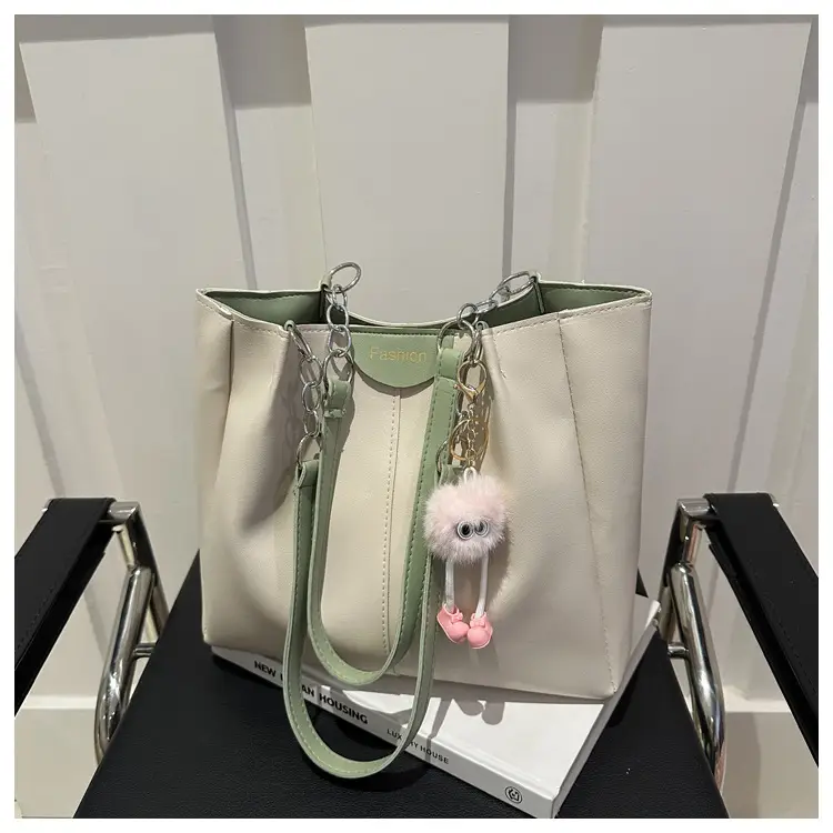 Women's Large Capacity Shoulder Bag with Green Strap — feature 22