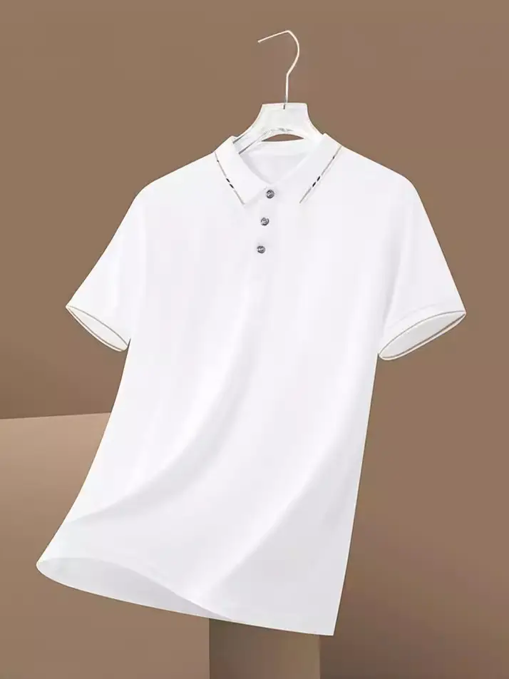 Men Navy Blue Cross Border Polo T-Shirt Short Sleeve - Image 7