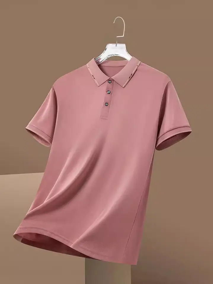 Men Navy Blue Cross Border Polo T-Shirt Short Sleeve - Image 9